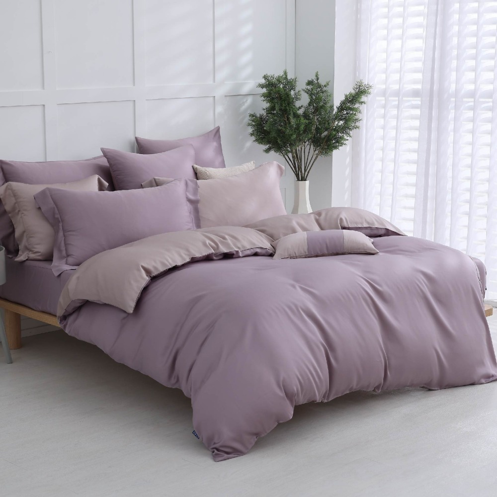 【禾肯居家】60支天絲/單人雙人加大特大/床包枕套三件式/素色系列/豆沙芋頭-細節圖2