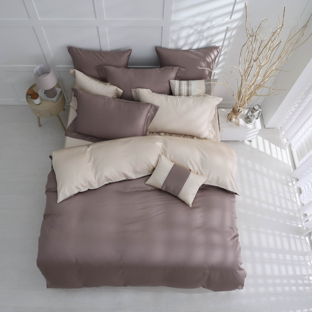 【禾肯居家】60支天絲/IKEA歐規/床包枕套兩用被四件式/素色系列/燕麥摩卡-細節圖5