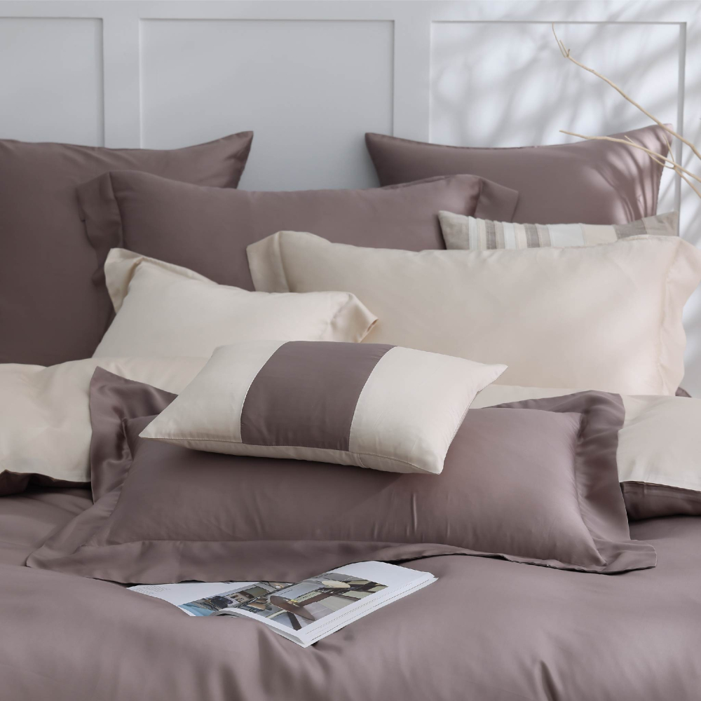 【禾肯居家】60支天絲/IKEA歐規/床包枕套兩用被四件式/素色系列/燕麥摩卡-細節圖6