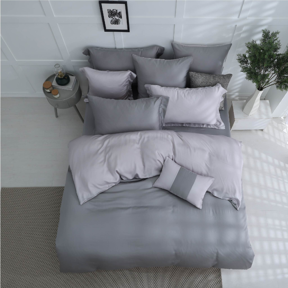 【禾肯居家】60支天絲/IKEA歐規/床包枕套兩用被四件式/素色系列/銀河芝麻-細節圖4