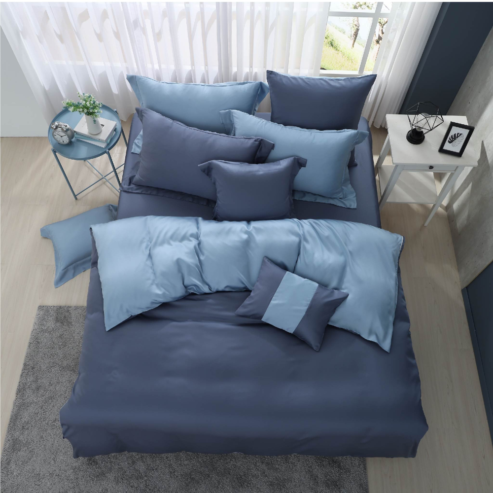 【禾肯居家】60支天絲/IKEA歐規/床包枕套兩用被四件式/素色系列/蘇打迷霧-細節圖3