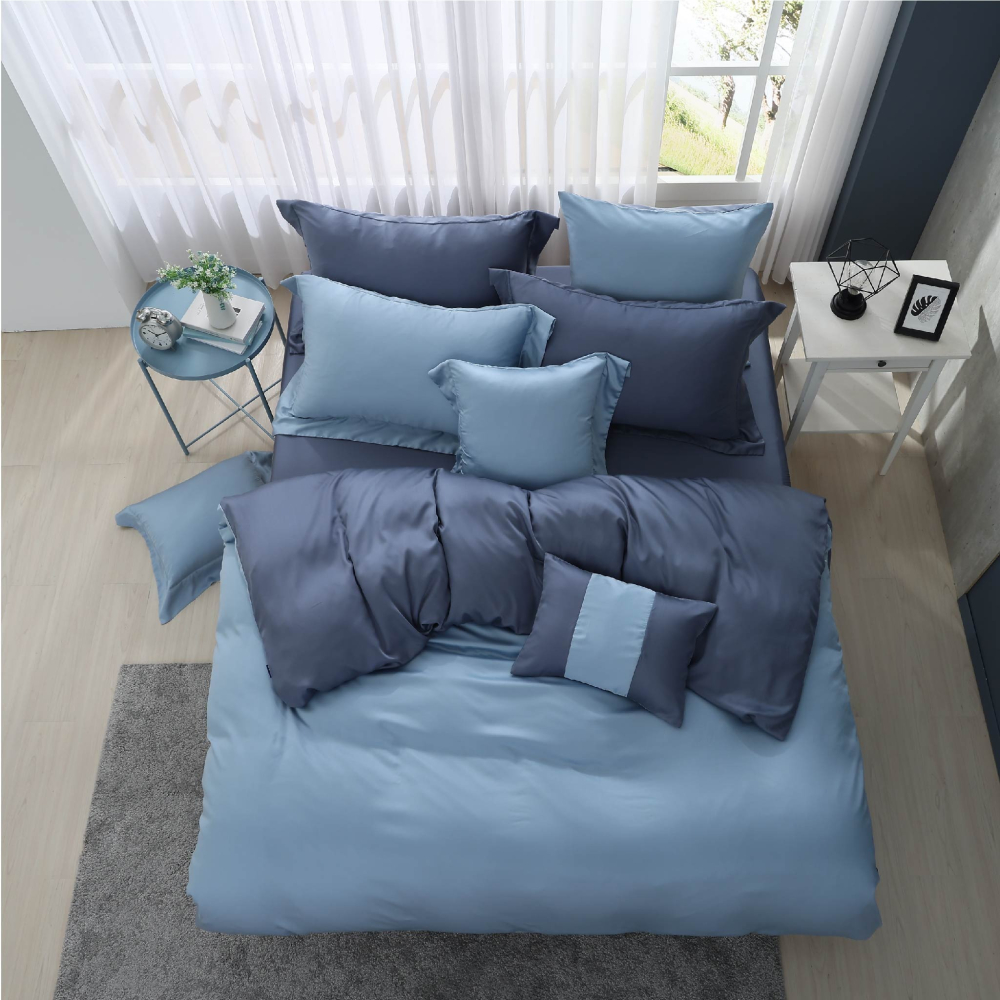 【禾肯居家】60支天絲/IKEA歐規/床包枕套兩用被四件式/素色系列/蘇打迷霧-細節圖4