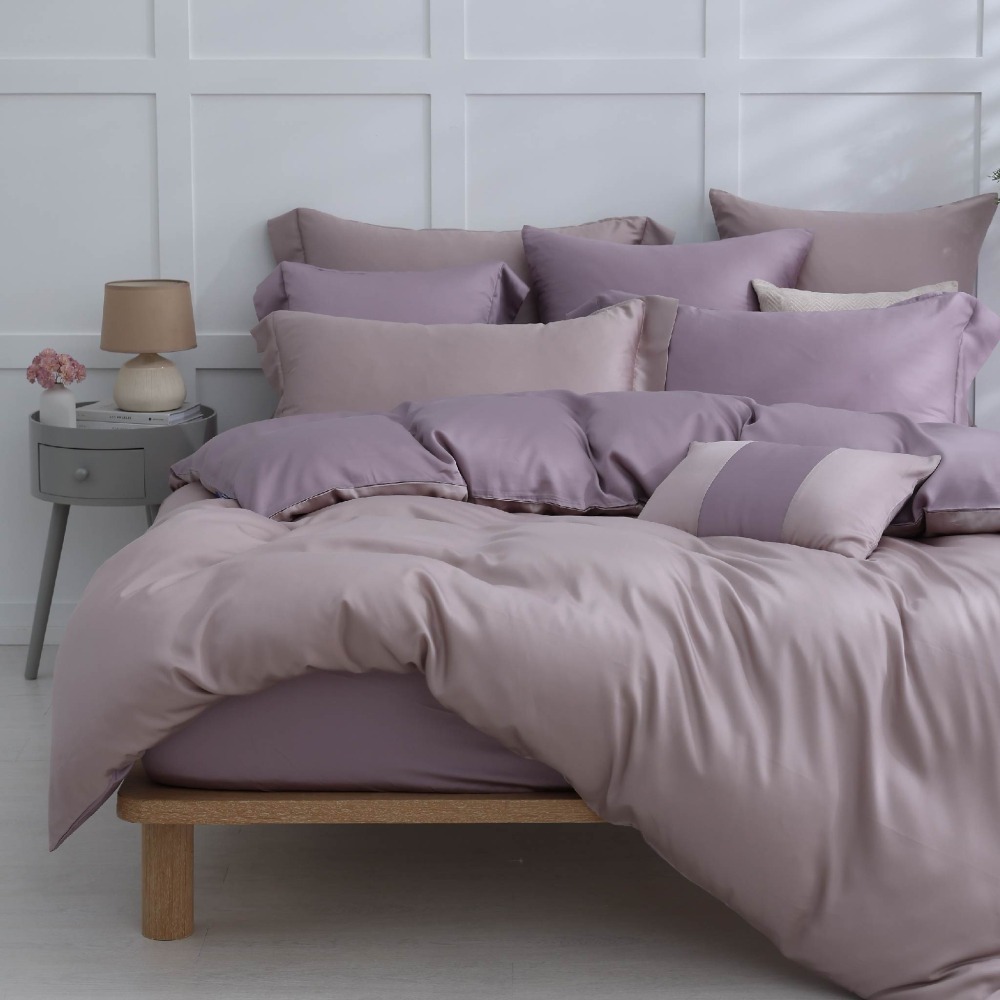 【禾肯居家】60支天絲/IKEA歐規/床包枕套兩用被四件式/素色系列/豆沙芋頭-細節圖3