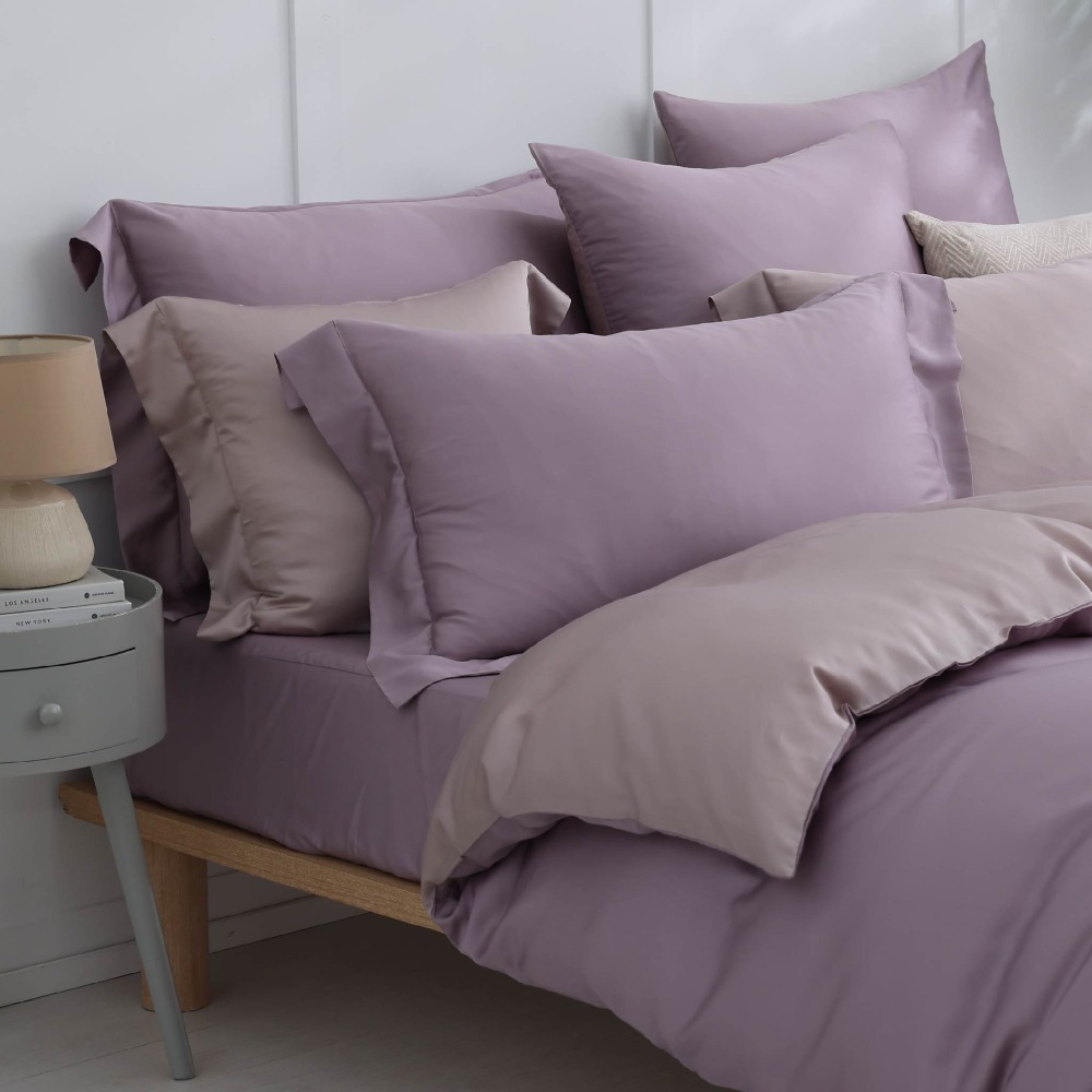 【禾肯居家】60支天絲/IKEA歐規/床包枕套兩用被四件式/素色系列/豆沙芋頭-細節圖4