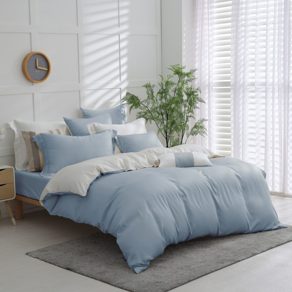 【禾肯居家】60支天絲/IKEA歐規/床包枕套兩用被四件式/素色系列/牛奶冰晶-細節圖2