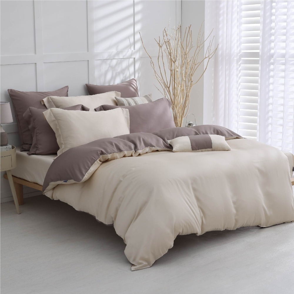 【禾肯居家】60支天絲/單人雙人加大特大/床包枕套兩用被四件式/素色系列/燕麥摩卡-細節圖2