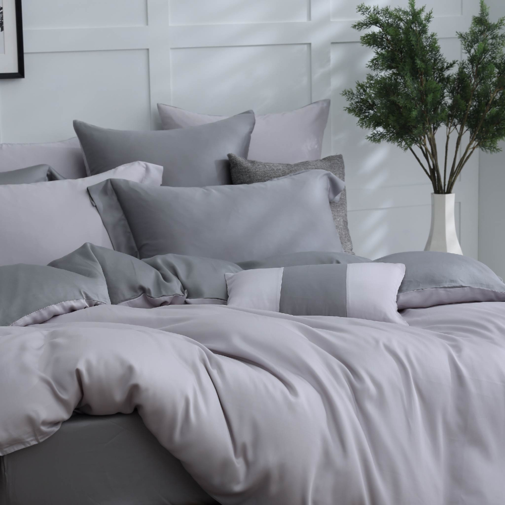 【禾肯居家】60支天絲/單人雙人加大特大/床包枕套兩用被四件式/素色系列/銀河芝麻-細節圖3