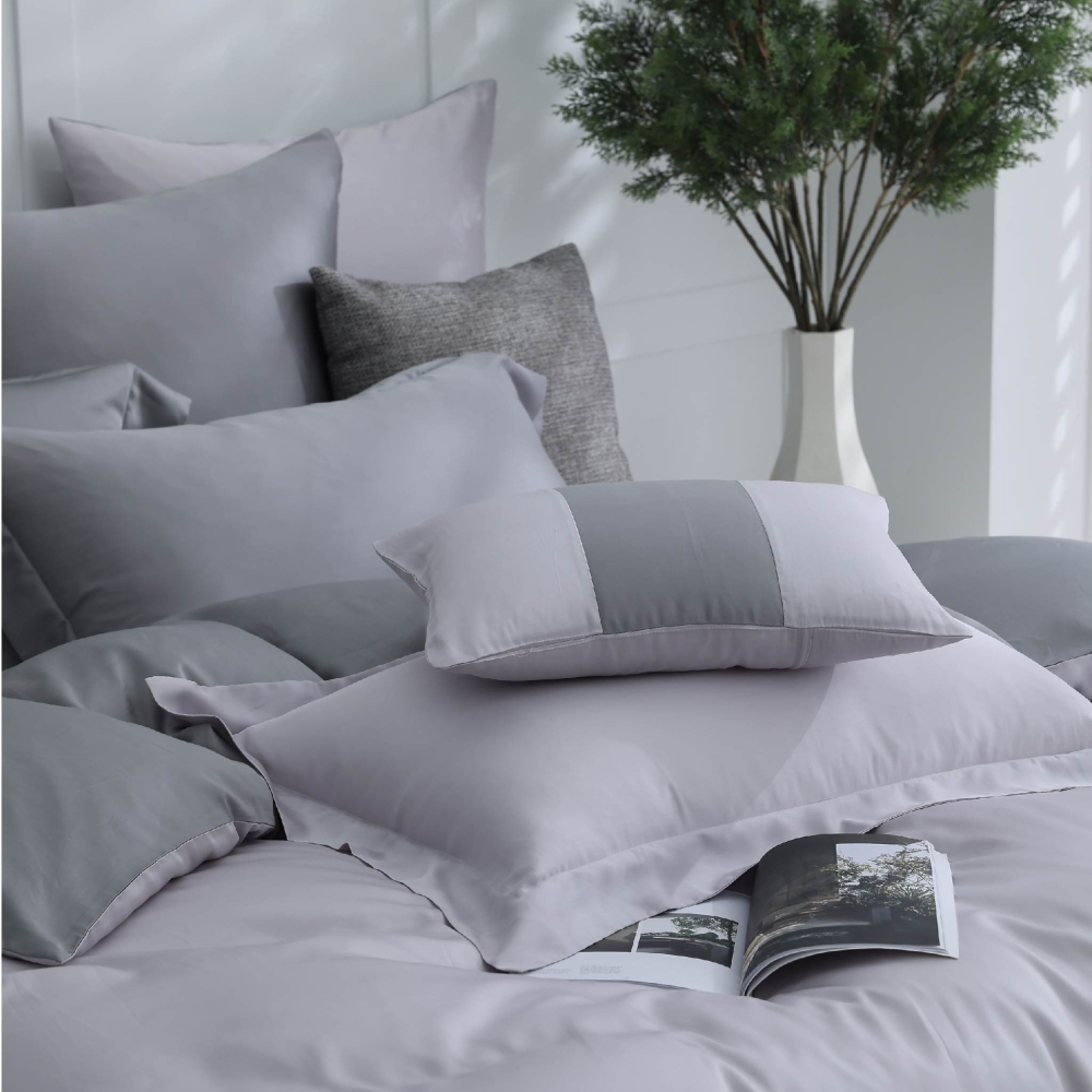 【禾肯居家】60支天絲/單人雙人加大特大/床包枕套兩用被四件式/素色系列/銀河芝麻-細節圖5