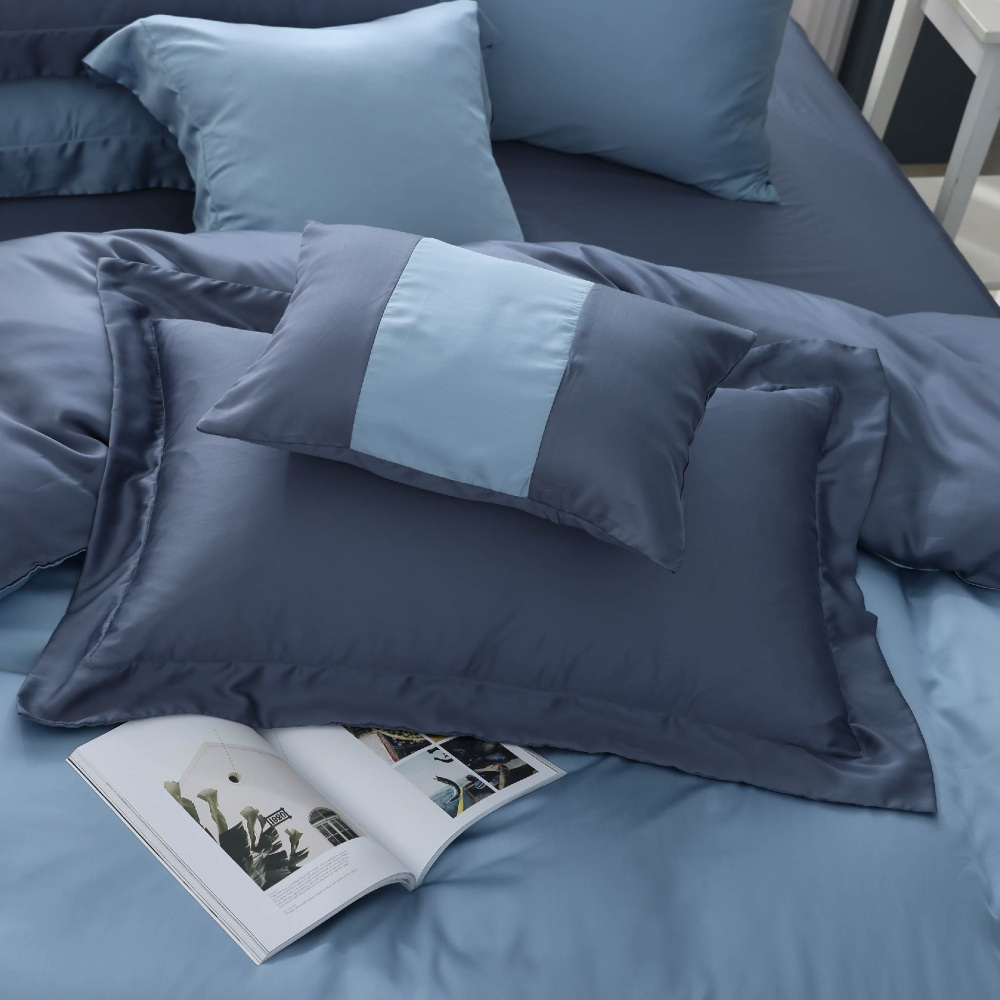 【禾肯居家】60支天絲/單人雙人加大特大/床包枕套兩用被四件式/素色系列/蘇打迷霧-細節圖4