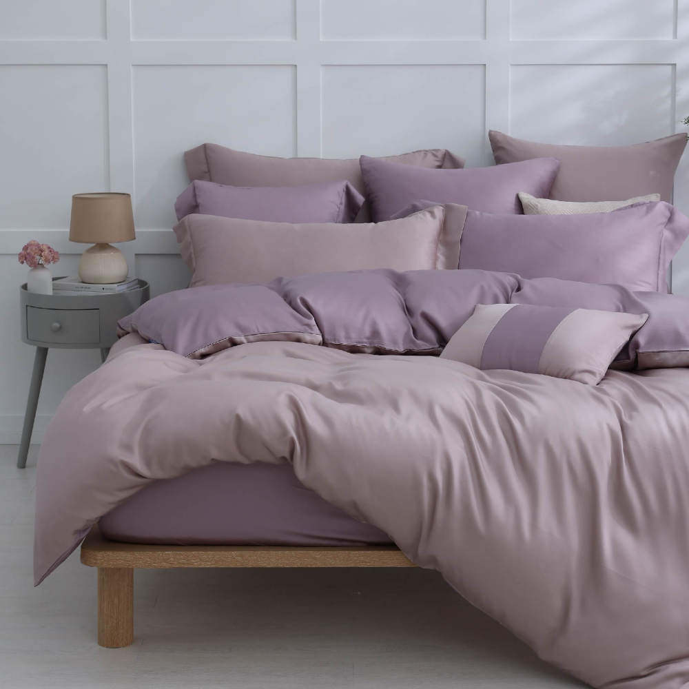 【禾肯居家】60支天絲/單人雙人加大特大/床包枕套兩用被四件式/素色系列/豆沙芋頭-細節圖3