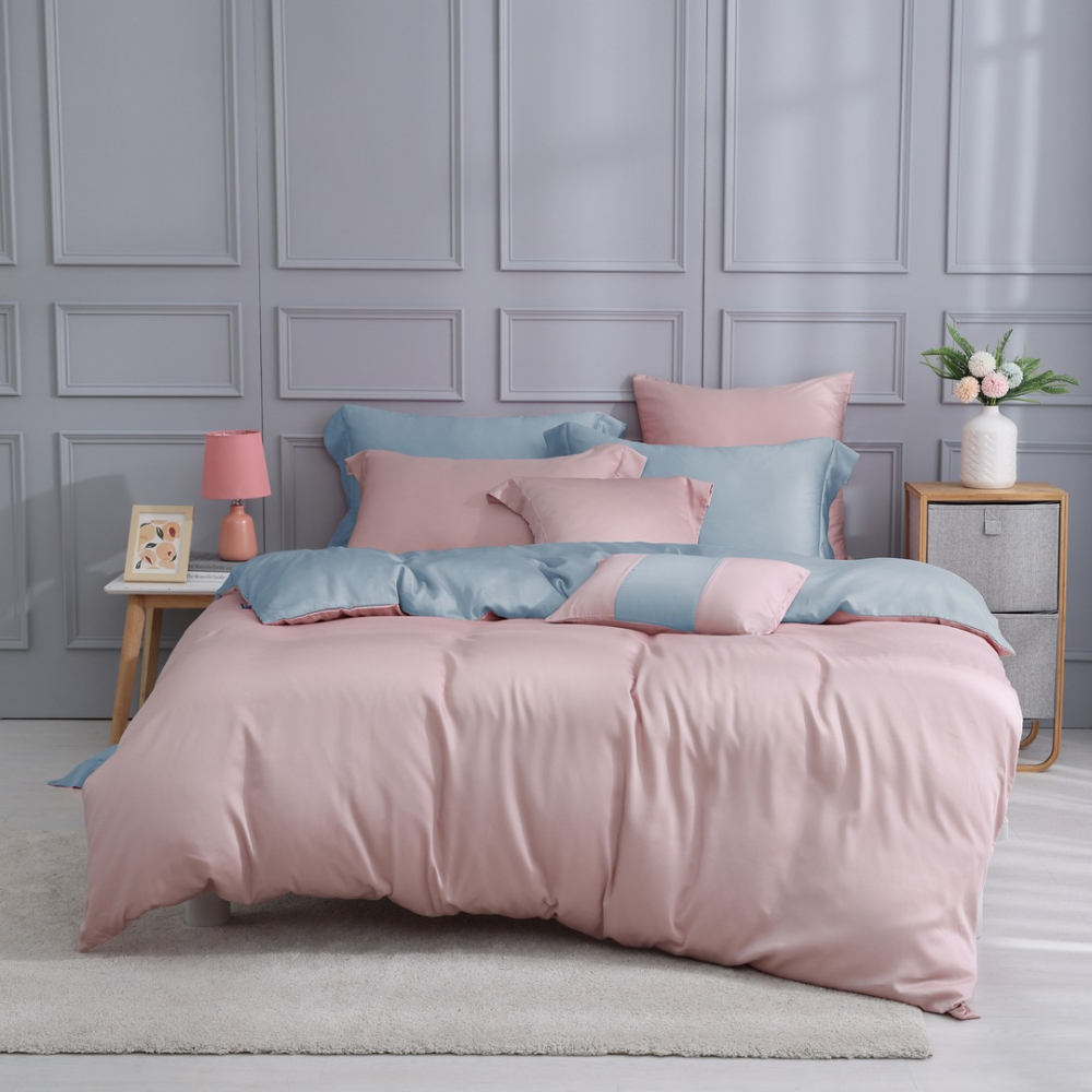 【禾肯居家】60支天絲/單人雙人加大特大/床包枕套兩用被四件式/素色系列/-細節圖2