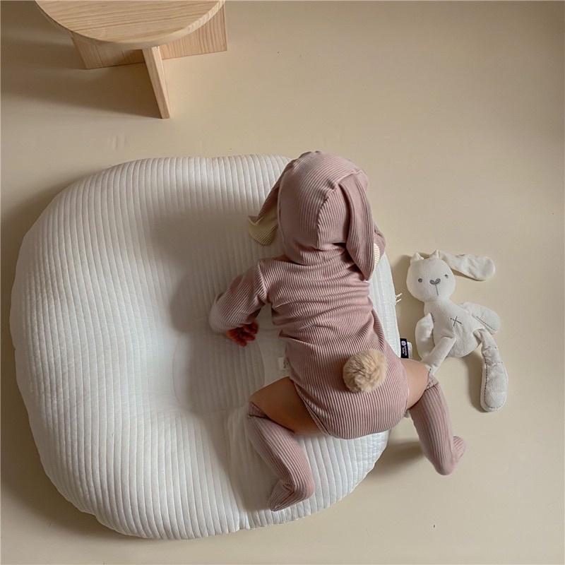 可愛小兔裝附帽子襪子三件組 嬰幼兒春秋款長袖兔耳朵男女寶寶可愛兔耳包屁衣爬服打底衫韓版潮-細節圖3