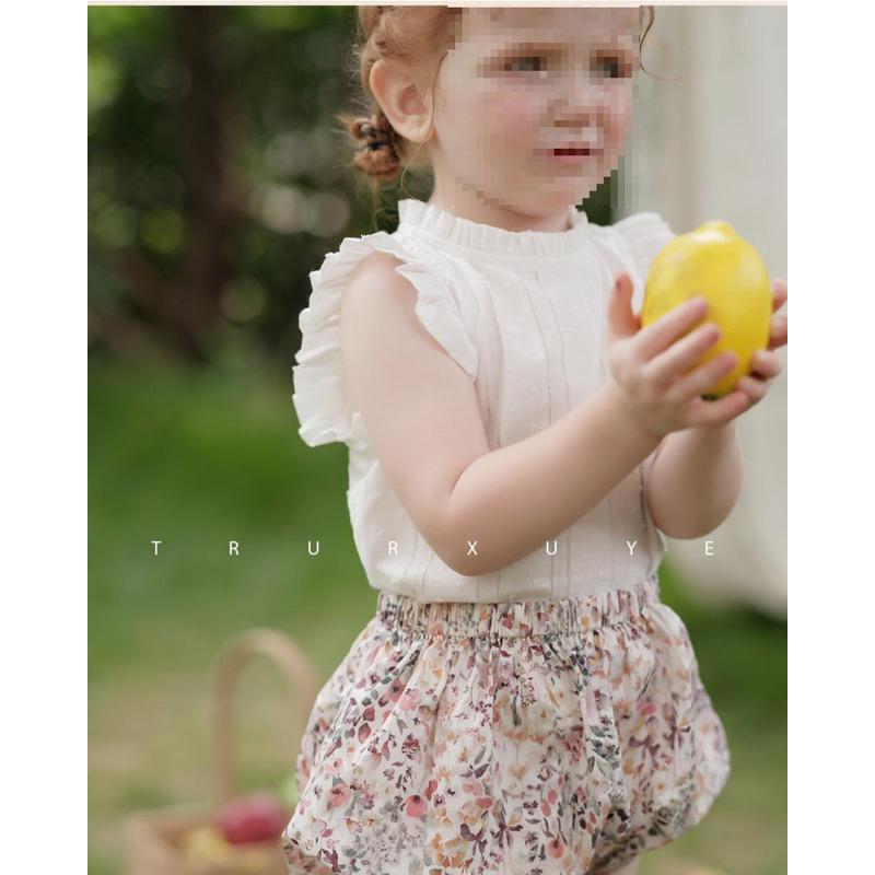 台灣賣家快速出貨🇹🇼女童夏裝 飛袖襯衫 泡泡褲 麵包褲套裝新款時尚寶寶 短袖衣服 兒童韓版短褲兩件套裝-細節圖6