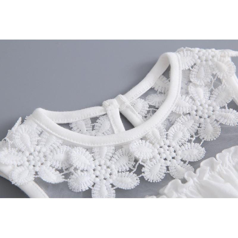 嬰兒蕾絲削尖飛袖 服裝女嬰衣服 夏季純棉 韓版 嬰幼童女童 連體衣 連身衣 短袖棉三角爬爬服-細節圖2