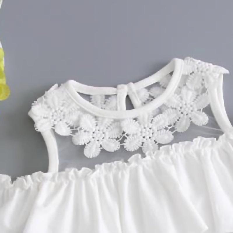 嬰兒蕾絲削尖飛袖 服裝女嬰衣服 夏季純棉 韓版 嬰幼童女童 連體衣 連身衣 短袖棉三角爬爬服-細節圖3