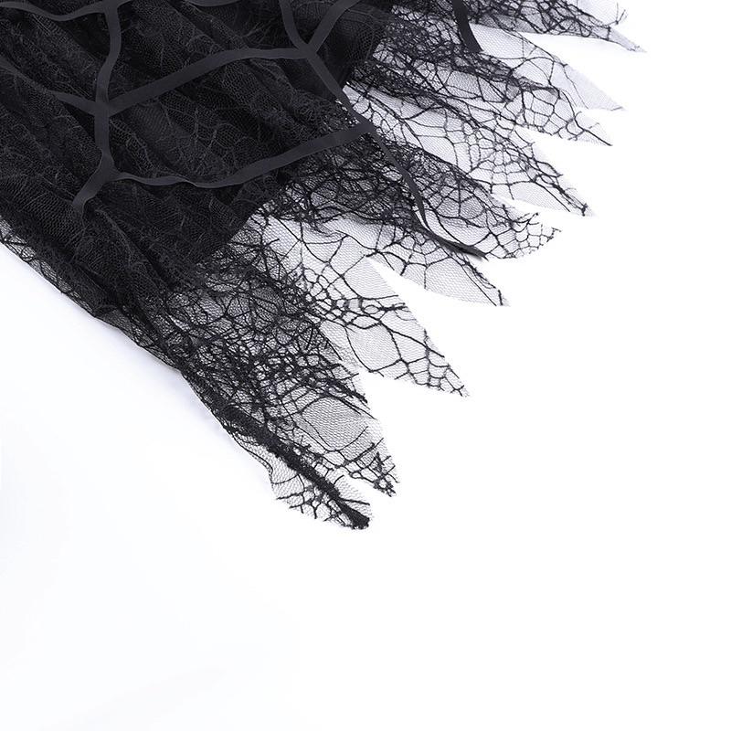台灣現貨🇹🇼女裝 裙子 秋季新款 黑色歌德風 蜘蛛網 流蘇 迷你裙 半身裙 龐克 歌德 蘿莉 cosplay 萬聖節裝扮-細節圖7