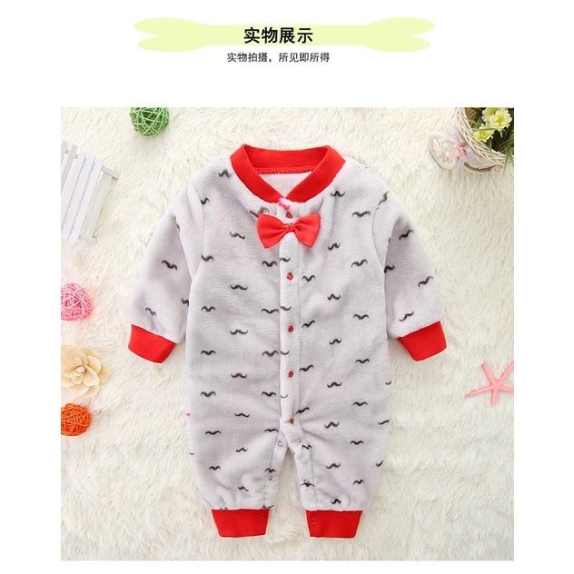 嬰兒衣服加厚百天滿月彌月寶寶男秋冬裝連身衣 兔裝 夾棉秋冬满月服禮服 拜年服 大紅色婴儿 法蘭絨睡衣保暖爬服翹鬍子-細節圖3