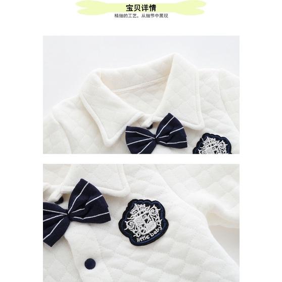 嬰兒衣服加厚百天滿月彌月寶寶男秋冬裝連身衣 兔裝 夾棉秋冬满月服禮服 拜年服 大紅色婴儿 法蘭絨睡衣保暖爬服翹鬍子-細節圖7