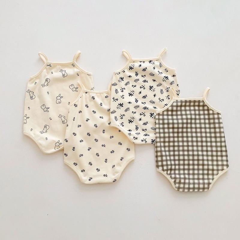 夏季男女嬰兒吊帶包屁衣 細肩帶 涼爽 三角哈衣爬服寶寶小背心 無袖連身衣 連身包屁衣-細節圖2