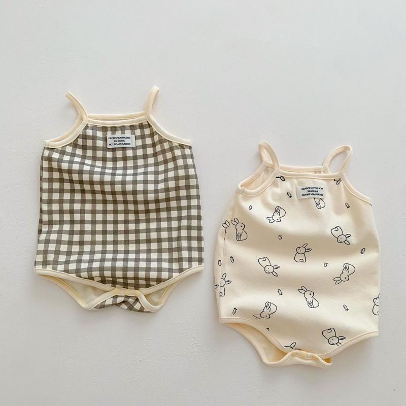 夏季男女嬰兒吊帶包屁衣 細肩帶 涼爽 三角哈衣爬服寶寶小背心 無袖連身衣 連身包屁衣-細節圖3