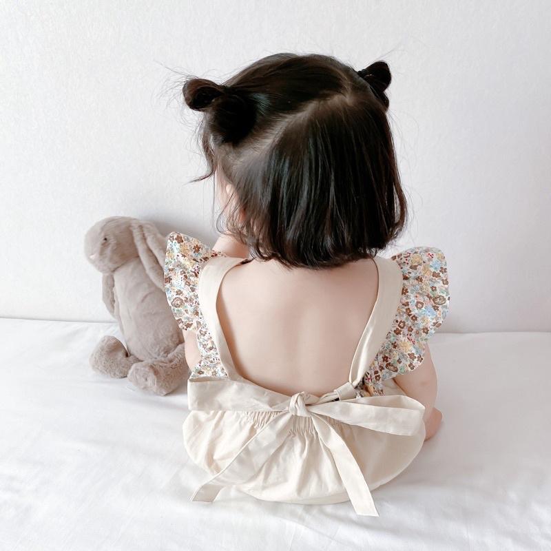 嬰兒假兩件式露背包屁衣 黃色點點寶寶衣服 新生兒吊帶褲哈衣嬰兒服飾 點點波點三角爬服ins幼儿-細節圖6