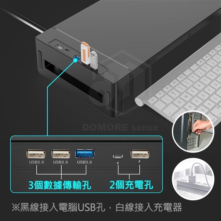 【現貨】螢幕增高架 桌上收納 螢幕架 電腦螢幕架 USB3.0 快充 收納架 增高架 筆電架 鍵盤架  可折疊-細節圖2