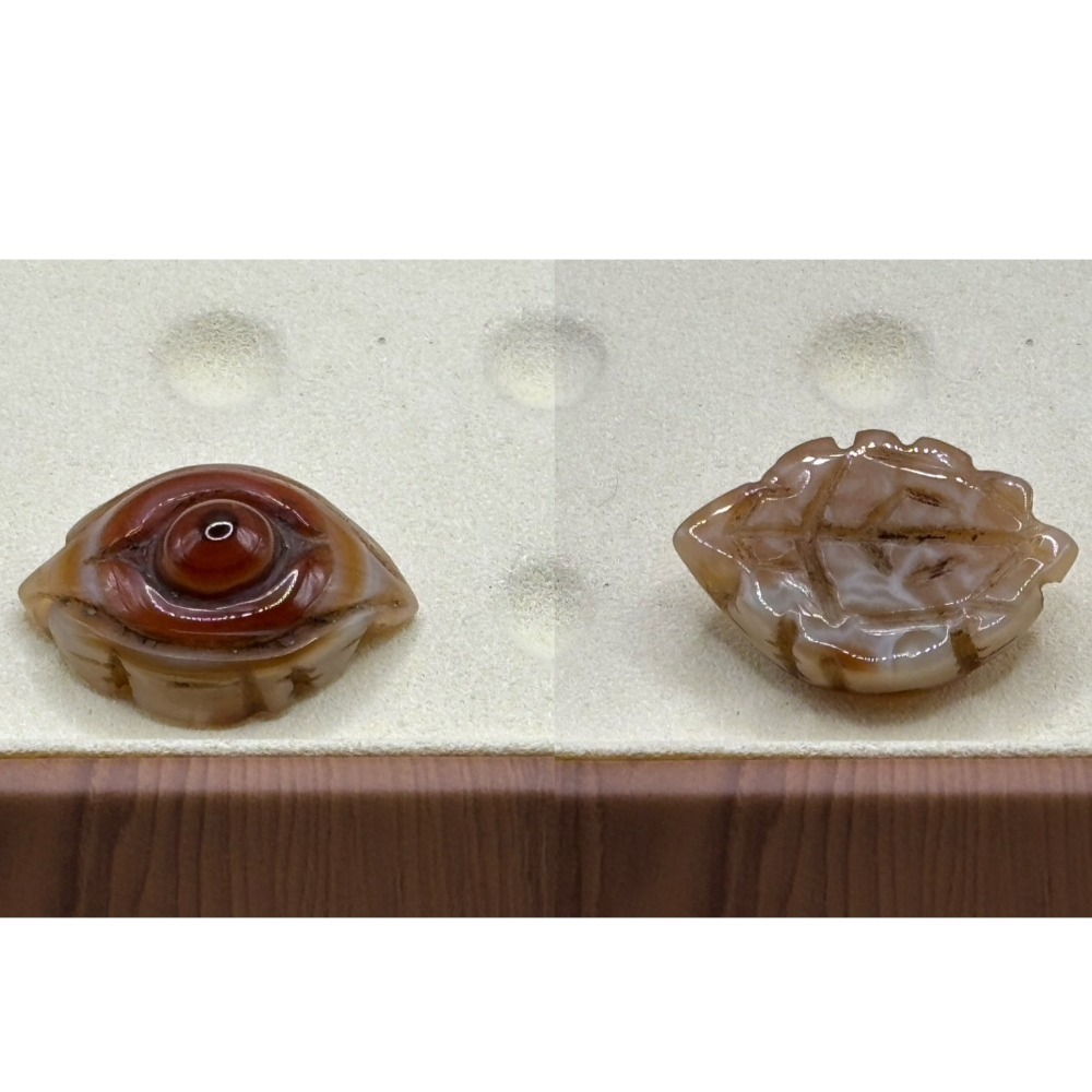 DIY 手作系列 天然原礦雕刻 紅天眼 招財小天眼 一葉成名 老雕刻 雕刻天珠 老礦石 老珠 九頁岩 天然西藏原礦-規格圖11