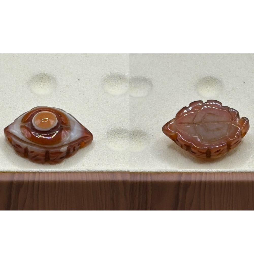 DIY 手作系列 天然原礦雕刻 紅天眼 招財小天眼 一葉成名 老雕刻 雕刻天珠 老礦石 老珠 九頁岩 天然西藏原礦-規格圖11