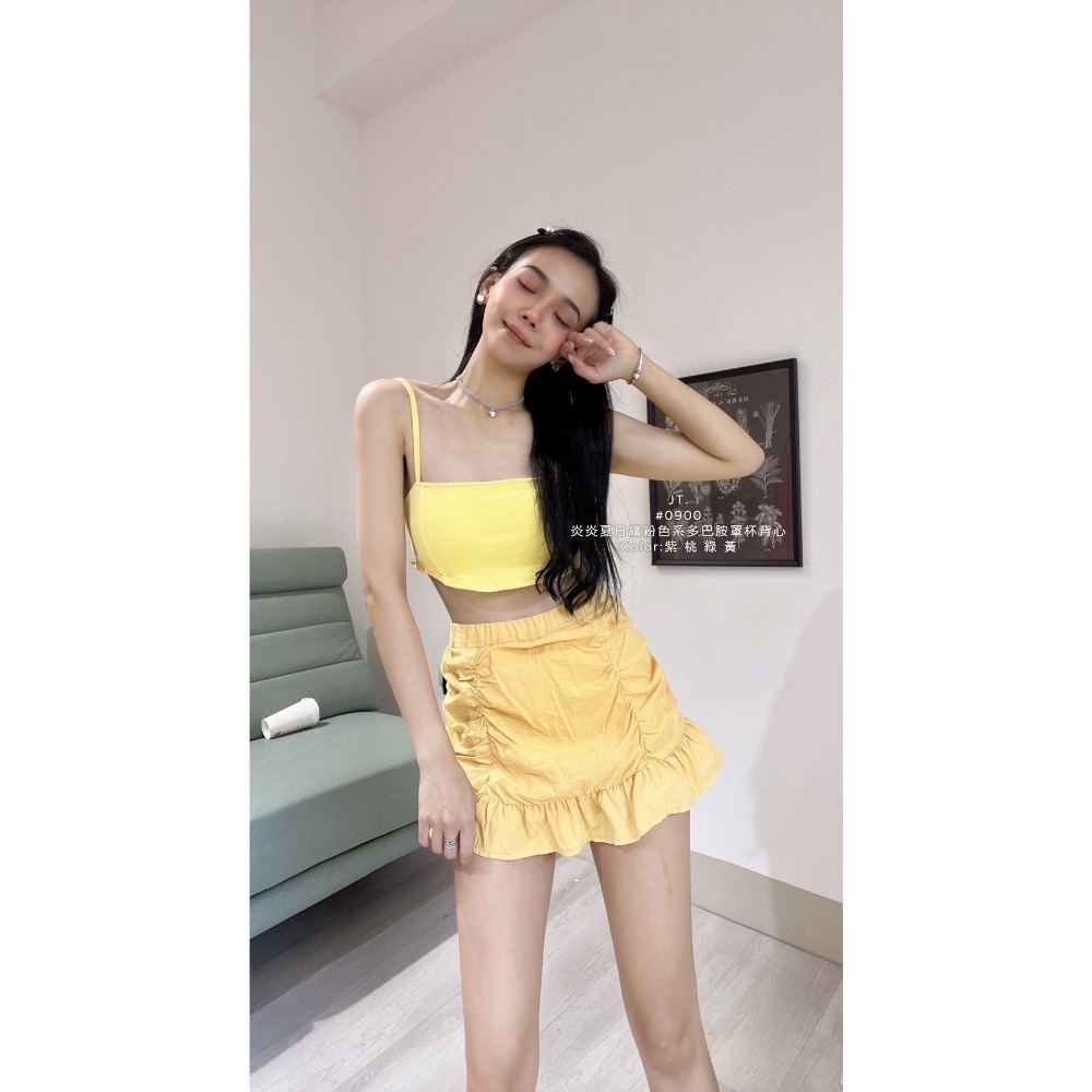 hinaaaa/現貨｜繽紛夏日·超夯多巴胺色 細肩帶罩杯背心小可愛 #0900 JT 內杯背心上衣-細節圖6