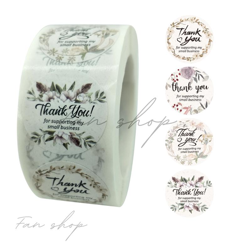 (FAN SHOP 現貨)封口貼紙 圓形貼紙 花卉謝謝貼紙 500個/卷 包裝貼紙 Thank you貼紙 禮物貼紙-細節圖6