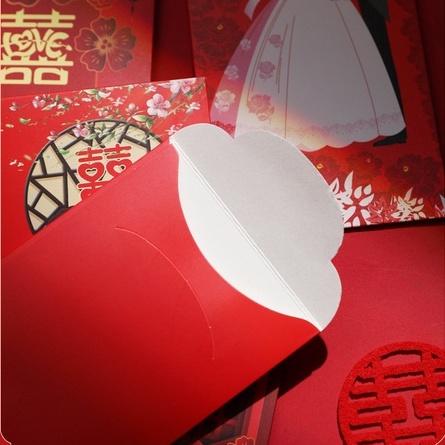 (FAN SHOP現貨)紅包袋 結婚用品 禮金袋 創意紅包 Q版人物 厚款紅包袋 結婚紅包 喜事紅包 中式紅包-細節圖5