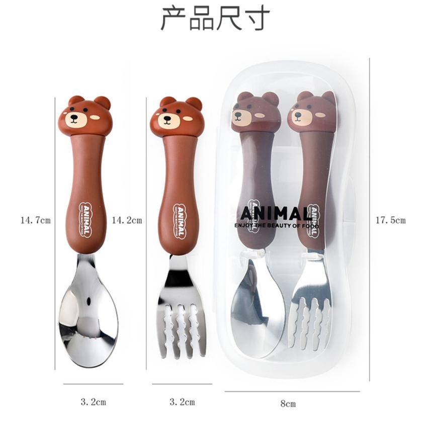 (FAN SHOP 現貨)卡通餐具組 304不銹鋼餐具 兒童餐具 動物造型 湯匙叉子 可愛餐具 環保餐具-細節圖5