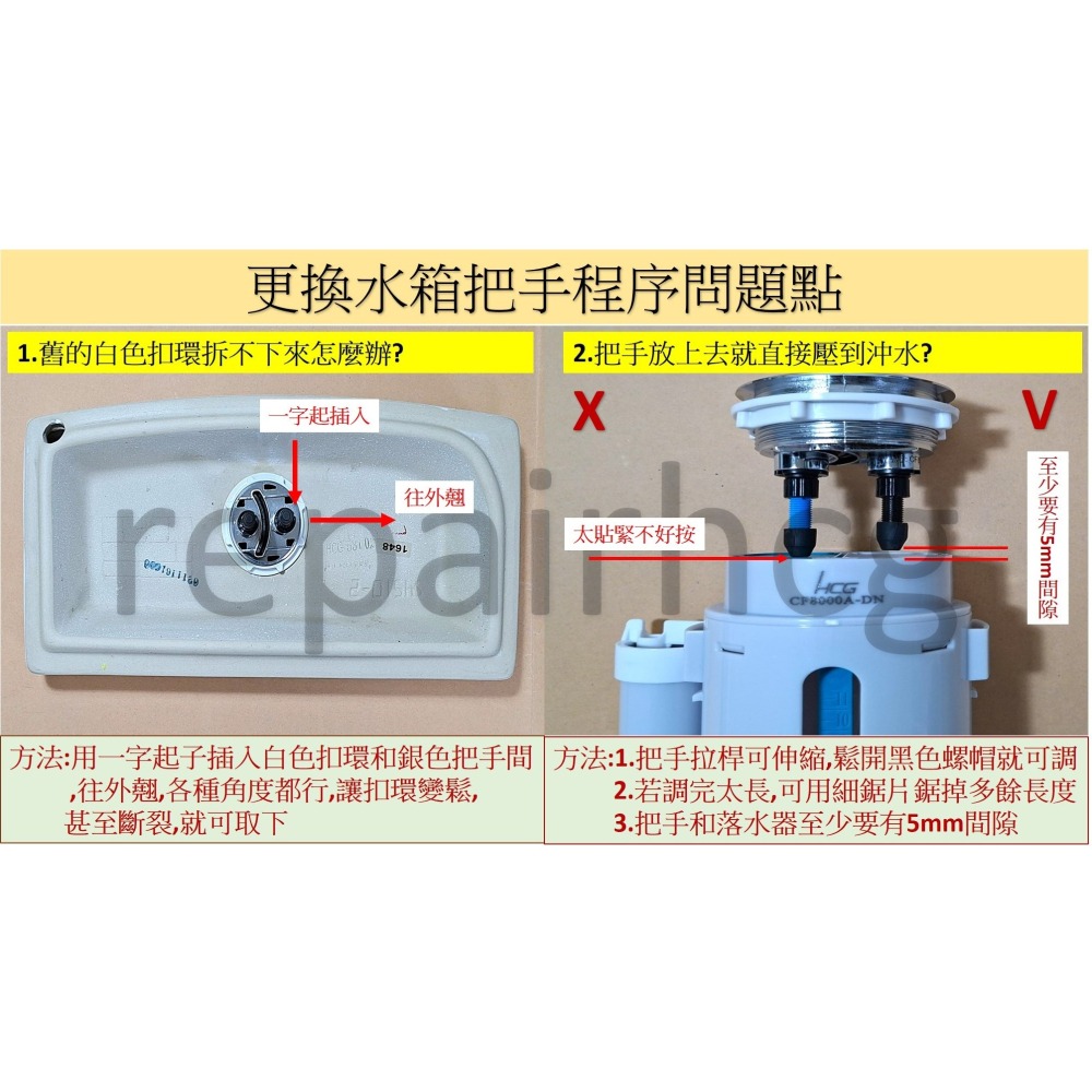 HCG和成馬桶上壓2段式沖水按壓把手,有各種型號可選擇-細節圖9