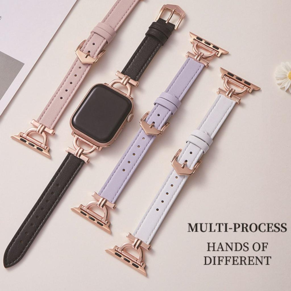 台灣現貨 Apple Watch 金屬環扣小蠻腰皮錶帶  女錶帶 蘋果 8 7 6 5 4 3 2 1 SE 適用 錶帶-細節圖5