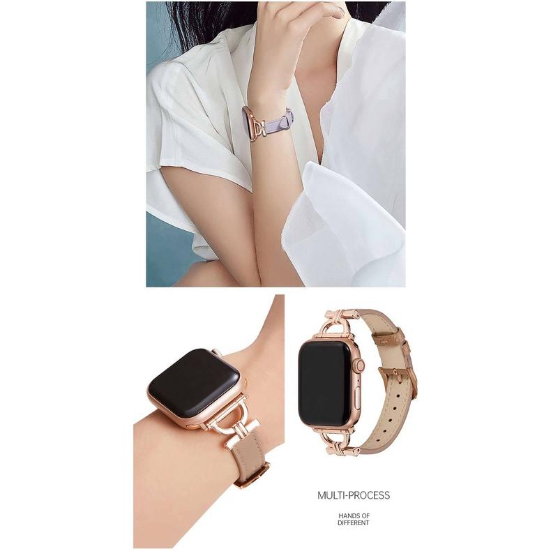 台灣現貨 Apple Watch 金屬環扣小蠻腰皮錶帶  女錶帶 蘋果 8 7 6 5 4 3 2 1 SE 適用 錶帶-細節圖7