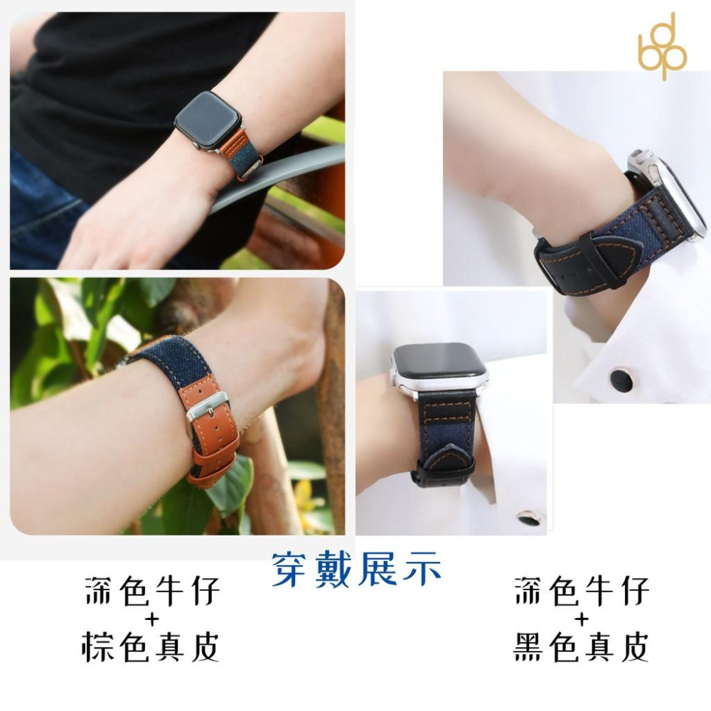 台灣現貨 帆布牛仔真皮錶帶 Apple watch87654321SE 適用 38/40/41 42/44/45/49-細節圖6