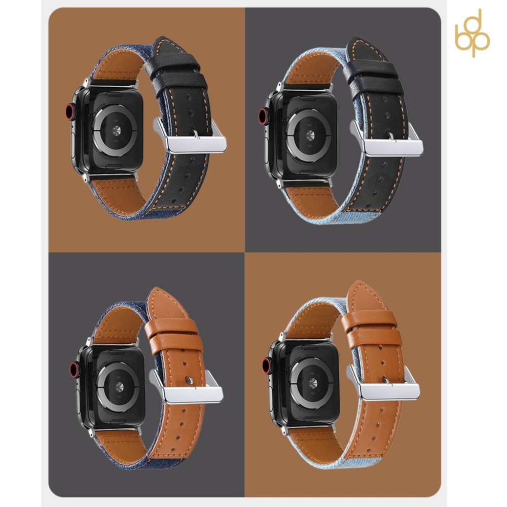 台灣現貨 帆布牛仔真皮錶帶 Apple watch87654321SE 適用 38/40/41 42/44/45/49-細節圖8