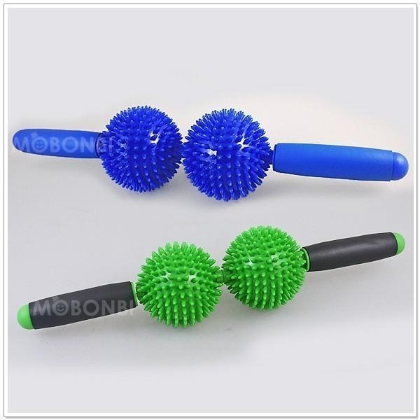 【摩邦比】專利雙滾輪刺球按摩棒 背部頸部按摩器指壓瑜珈棒按摩身體滾輪棒瑜伽母親節禮物棒-細節圖3