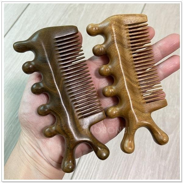 【摩邦比】精品手工綠檀梳 綠檀木梳 頭皮按摩 檀香木梳 原木梳 禮物 綠檀梳 原始點T-W56-細節圖4