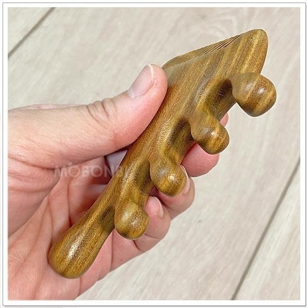 【摩邦比】精品手工綠檀梳 綠檀木梳 頭皮按摩 檀香木梳 原木梳 禮物 綠檀梳 原始點T-W57-細節圖2