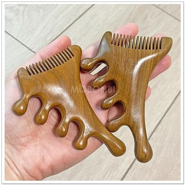 【摩邦比】精品手工綠檀梳 綠檀木梳 頭皮按摩 檀香木梳 原木梳 禮物 綠檀梳 原始點T-W57-細節圖4