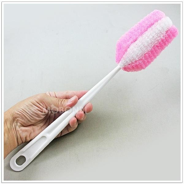 【摩邦比】加長型菜瓜布洗杯刷 洗碗用具 洗杯刷 奶瓶刷 清潔刷 菜瓜布 杯刷-細節圖3