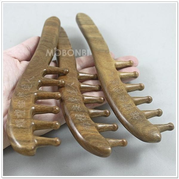 【摩邦比】精品手工綠檀梳 綠檀木梳 頭皮按摩 檀香木梳 原木梳 禮物 綠檀梳 原始點T-W51-細節圖4