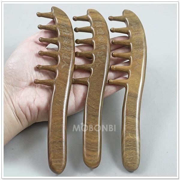 【摩邦比】精品手工綠檀梳 綠檀木梳 頭皮按摩 檀香木梳 原木梳 禮物 綠檀梳 原始點T-W51-細節圖5