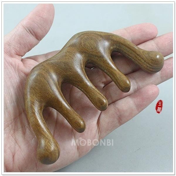 【摩邦比】精品手工綠檀梳 綠檀木梳 頭皮按摩 檀香木梳 原木梳 禮物 綠檀梳 原始點T-W46-細節圖4