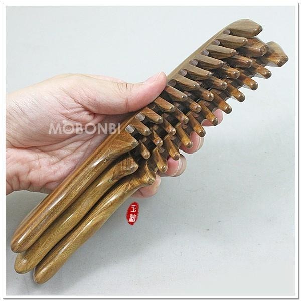 【摩邦比】天然綠檀木梳 綠檀梳 頭皮按摩 頭皮保健 原木梳 手工製品 生日禮物 交換禮物 情人節禮物T-W43-細節圖2