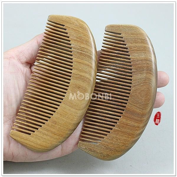 【摩邦比】天然綠檀木梳 玉檀梳 綠檀梳 頭皮按摩 頭皮保健 原木梳 生日禮物 交換禮物 聖誕禮物T-W13-細節圖5