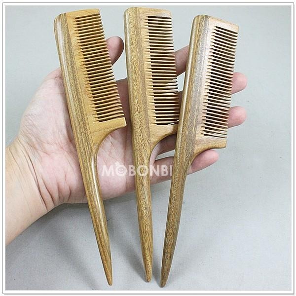 【摩邦比】天然綠檀木梳 綠檀梳 玉檀木梳 玉檀梳 頭皮按摩 頭皮保健 原木梳 手工製品 禮物 綠檀梳尖尾梳T-W35-細節圖3
