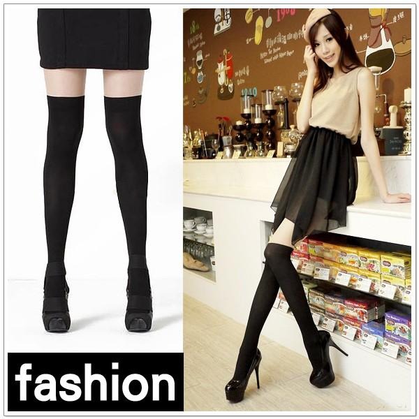 【摩邦比】上膚下黑拼接假膝上襪加大大尺碼褲襪(XL-4XL) 大尺碼絲襪 孕婦襪 孕婦褲襪絲襪-細節圖2