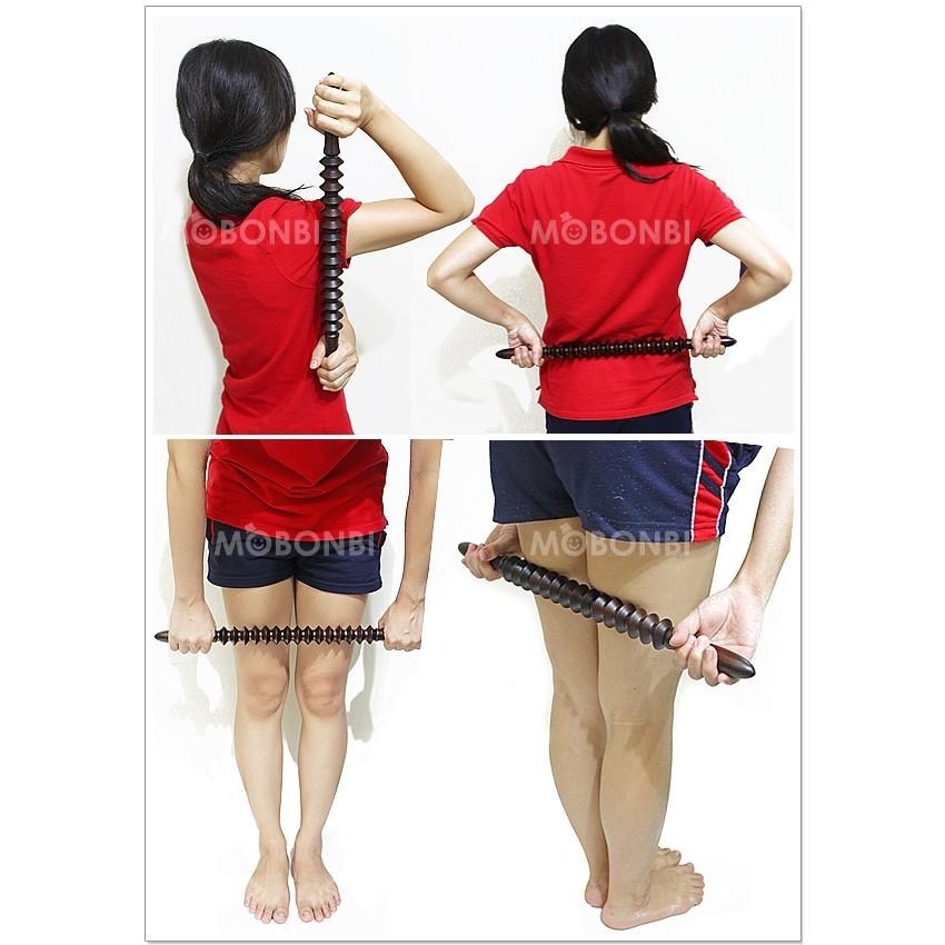 【摩邦比】台灣製原木蓮花齒輪瑜珈棒　滾輪棒按摩棒健康滾輪瑜伽滾輪腰椎按摩女人我最大大腿按摩棒小腿按摩器M-52-細節圖3